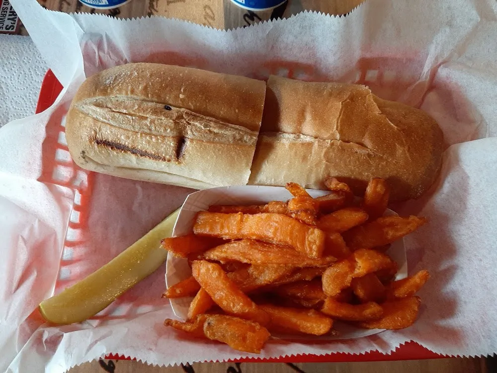 Philly Cheese Steak Sub with Sweet Potato Fries